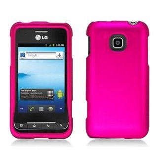 Rose Pink Texture Faceplate Hard Plastic Protector Snap On Cover Case For LG Optimus 2 AS680: Cell Phones & Accessories