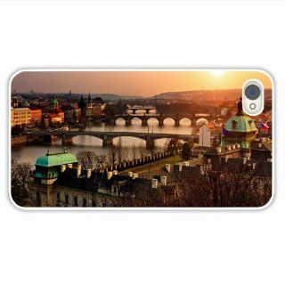 Custom Designer Apple 4 4S City Prague Czech Republic Bridge Building River Of Family Gift White Cellphone Shell For Women: Cell Phones & Accessories