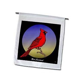 3dRose fl_25557_1 Birds Red Cardinal 2 on Black Garden Flag, 12 by 18 Inch : Outdoor Flags : Patio, Lawn & Garden