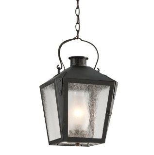Troy Lighting FF3766CI Nantucket 1 Light CFL Outdoor Lantern Pendant with Seedy Glass, Charred Iron   Landscape Torch Lights  