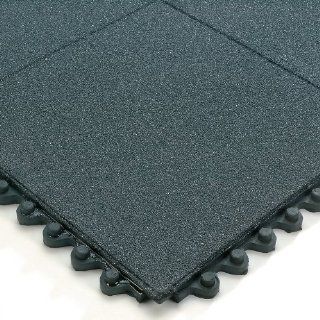 Wearwell 24/Seven Anti Fatigue Mat   Nitrile Rubber   Solid Tile With Gritworks Non Slip Coating   3X3'   Black