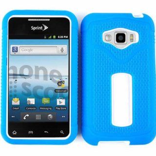 For Lg Optimus Elite / M+ Ls 696 Jelly Case Light Blue White Dual Hybrid Combo Case Accessories: Cell Phones & Accessories