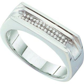 0.10 Carat (ctw) 10k White Gold Brilliant White Diamond Men's Hip Hop Micro Pave Band Ring: Wedding Bands: Jewelry