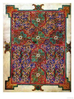 Carpet Page from the Lindisfarne Gospels, Around 698 700, Design in the Shape of a Cross Giclee Print Art (12 x 16 in) : Everything Else