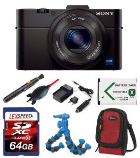 Sony Cyber Shot DSC RX100mII DSC RX100m II DSC RX100M2/B RX100 II + LoweProCase (Red) + Battery + Charger + Giotto's Blower + Lens Cleaning System + 64GB Kit : Point And Shoot Digital Cameras : Camera & Photo