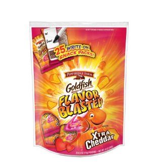 Pepperidge Farm Snack Size Valentine's Goldfish Flavor Blasted Xtra Cheddar Polybag, 25 count, .4 oz bags : Grocery & Gourmet Food