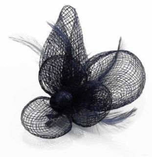 Navy Blue Floral Mesh and Feather Fascinator with PreciousBags Dust Bag at  Womens Clothing store: