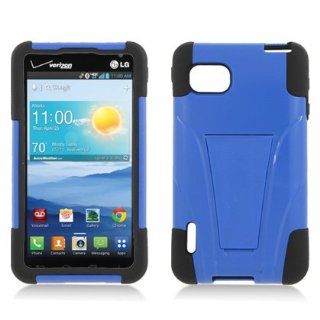 LG LS720 BLUE BLACK RUBBER HYBRID T KICKSTAND COVER HARD CASE by [ACCESSORY ARENA]: Cell Phones & Accessories