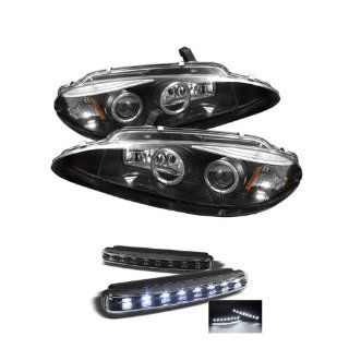 Dodge Intrepid Halo Eyebrow ( Replaceable Eyebrow Bulbs ) Black Projector Headlights: Automotive