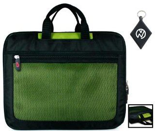 Dell XPS L702X 17.3 Inch Notebook Laptop Computer Nylon Sleeve Carrying Case with Extra Compartment Pockets, Color Black / Green + NuVur ™ Keychain (ND17SEG1): Computers & Accessories