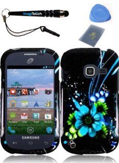 IMAGITOUCH(TM) 4 Item Combo Samsung Galaxy Centura S738C S730G Discover Hard Case Phone Cover Protector Faceplate with Graphics Design   Blue Flower (Stylus pen, ESD Shield bag, Pry Tool, Phone Cover): Cell Phones & Accessories