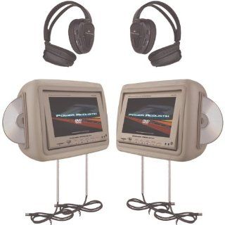 POWER ACOUSTIK HDVD 9BG 8.8 inch Preloaded Universal Headrest Monitors with Twin DVD Combo and Headphones (Beige)  by POWER ACOUSTIK : Vehicle Headrest Video : Car Electronics