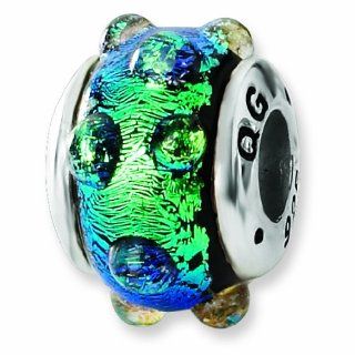Sterling Silver Blue Dichroic Glass Bead (4mm Diameter Hole) Forza Jewelry Jewelry
