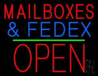 Mail Boxes and FedEx Block Open Green Line Outdoor Neon Sign 24" Tall x 31" Wide x 3.5" Deep  Business And Store Signs 