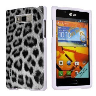 LG Venice LG730 Boost Mobile White Protective Case   Black Cheetah By SkinGuardz Cell Phones & Accessories