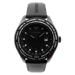 Emporio Armani Mens Classic Stainless Steel Watch in Black Dial