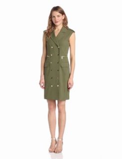 Calvin Klein Women's Double Breasted Sheath Dress, Army, 4 at  Womens Clothing store