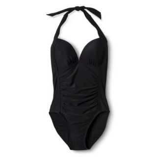 Womens Halter 1 Piece Swimsuit  Black XS
