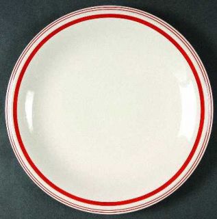 Ralph Lauren Cafe Stripe Red Dinner Plate, Fine China Dinnerware   Red Stripes,S