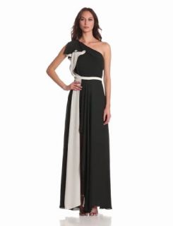 HALSTON HERITAGE Women's One Shoulder Colorblock Ruffle Evening Dress at  Womens Clothing store