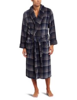 Joseph Abboud Men's Printed Corel Fleece Robe, Deep Navy, One Size at  Mens Clothing store