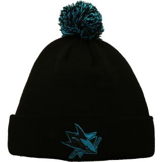 ZEPHYR Mens San Jose Sharks Gamma Cuffed Pom Knit Hat   Size Adjustable, Black