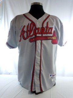 Atlanta Braves Vintage Authentic Russell Road Jersey w/ Hank Aaron 715 Patch   MLB Authentic Adult Jerseys  Sports Memorabilia Jerseys  Sports & Outdoors