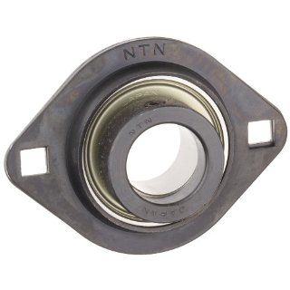 NTN AELPFL204 012 Light Duty Flange Bearing, 2 Bolts, Eccentric Lock, Non Relubricatable, Contact Seals, Pressed Steel, Inch, 3/4" Bore, 2 13/16" Bolt Hole Spacing Width, 2 5/8" Height Flange Block Bearings