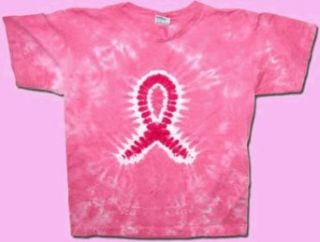 Breast Cancer Awareness Ribbon Tie Dye Adult T shirt Tee Shirt: Clothing