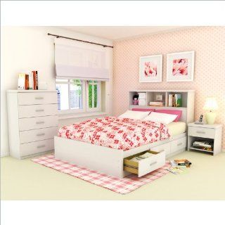 Sonax Willow Queen Storage Bed with Bookcase Headboard in Frost White  
