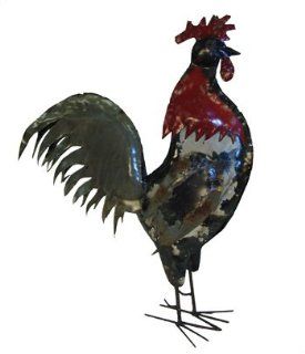 Large Americana Rooster Statue : Recycled Metal Garden Art Sculpture: Everything Else