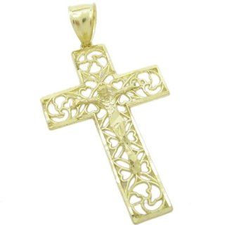 Mens 10k Yellow gold Jesus cut crucifix cross charm EGP94: Jewelry