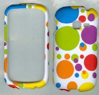 White Big Multi Dot Faceplate Hard Case Protector for Net10 Wireless Samsung Cell Phones & Accessories