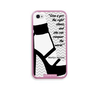 Shawnex Marilyn Monroe Quote Girl Shoes Grey Chevron Pink Silicon Bumper iPhone 4 & 4S Case   Fits iPhone 4 & 4S: Cell Phones & Accessories