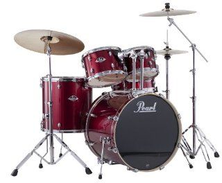 Pearl EXX725S/C 5 Piece Export New Fusion Drum Set with Hardware   Red Wine: Musical Instruments
