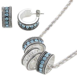 Western Edge Blue Triple Ring Jewelry Set: Jewelry
