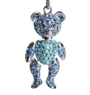 Lilly Rocket Two tone Blue Rhinestone Jointed Teddy Bear Key Chain with Swarovski Crystals: Jewelry