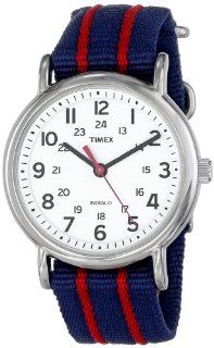 Timex Unisex T2N747 "Weekender" Blue and Red Stripe Nylon Strap Watch at  Men's Watch store.