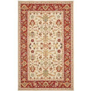 Safavieh Chelsea Collection HK751C 5 Hand Hooked Ivory and Red Wool Area Rug, 5 Feet 3 Inch by 8 Feet 3 Inch  