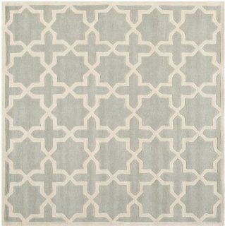 Safavieh CHT732E Chatham Collection Square Area Rug, 9 Feet, Grey and Ivory  