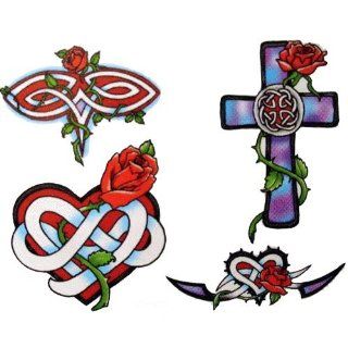 Celtic Rose / Celtic Cross Temporary Tattoo Body Art: Health & Personal Care