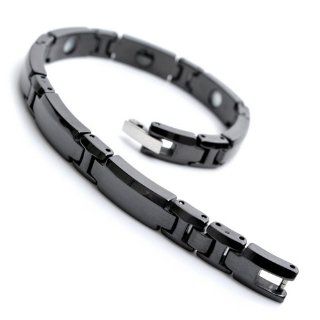 K Mega Jewelry 7mm Slim Black Tungsten Magnetic Hematite Mens Bracelet 7.8" B763: Link Bracelets: Jewelry
