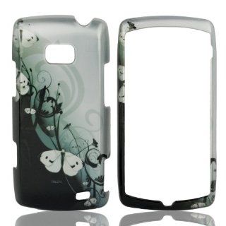 Talon Phone Case for LG VS740 Ally   Geisha Butterflies   US Cellular/Verizon   1 Pack   Case   Retail Packaging   Black/Blue Cell Phones & Accessories
