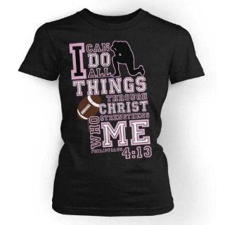 Inspirational Religious Female T Shirt   I Can Do All Things   Football   Size Medium: Everything Else