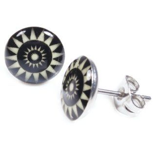 Pair Stainless Steel Glow In The Dark Sun Flower Post Stud Earrings: Jewelry