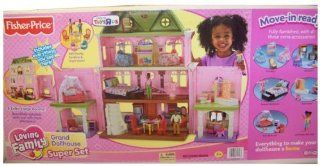 Fisher Price Loving Family Grand Dollhouse Super Mega Set   African American **6 Rooms of furniture**: Toys & Games