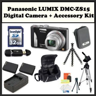 Panasonic LUMIX DMC ZS15 Digital Camera + Accessory Kit. Includes: 32GB Memory Card, Memory Card Reader, 2 Extended Life Replacement Batteries, Hard Case, Large Soft Carrying Case, Rapid Travel Charger, Gripster Tripod, LCD Screen Protectors, Cleaning Kit,