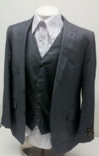 New Mens 3 Piece (Jacket, Pants & Vest) Shiny Gray Sharkskin Slim Fit Dress Suit at  Mens Clothing store: Business Suit Pants Sets