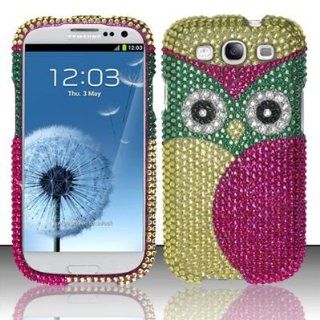 PINK OWL Hard Plastic Bling Rhinestone Case for Samsung Galaxy S3 III i9300 / i747 / T999 (All Carriers) [In Twisted Tech Retail Packaging]: Cell Phones & Accessories