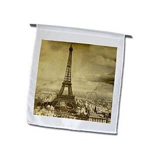 3dRose fl_6795_1 Eiffel Tower Paris France 1889 Sepia Tone Garden Flag, 12 by 18 Inch : Outdoor Flags : Patio, Lawn & Garden